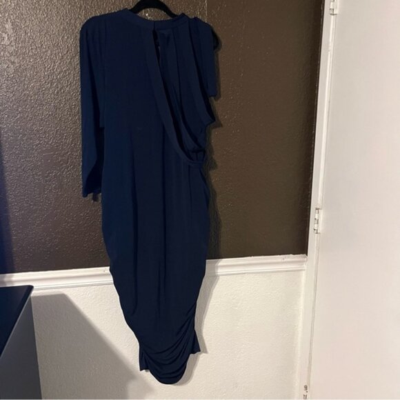 Navy Blue Monif C Evening Dress with Zipper Down the Side, Size 3 - Picture 4 of 9